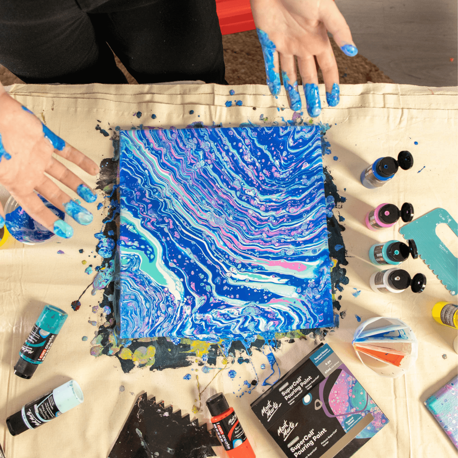 SuperCell Pouring Paint Set Premium 4pc x 60ml - Tropical Ocean