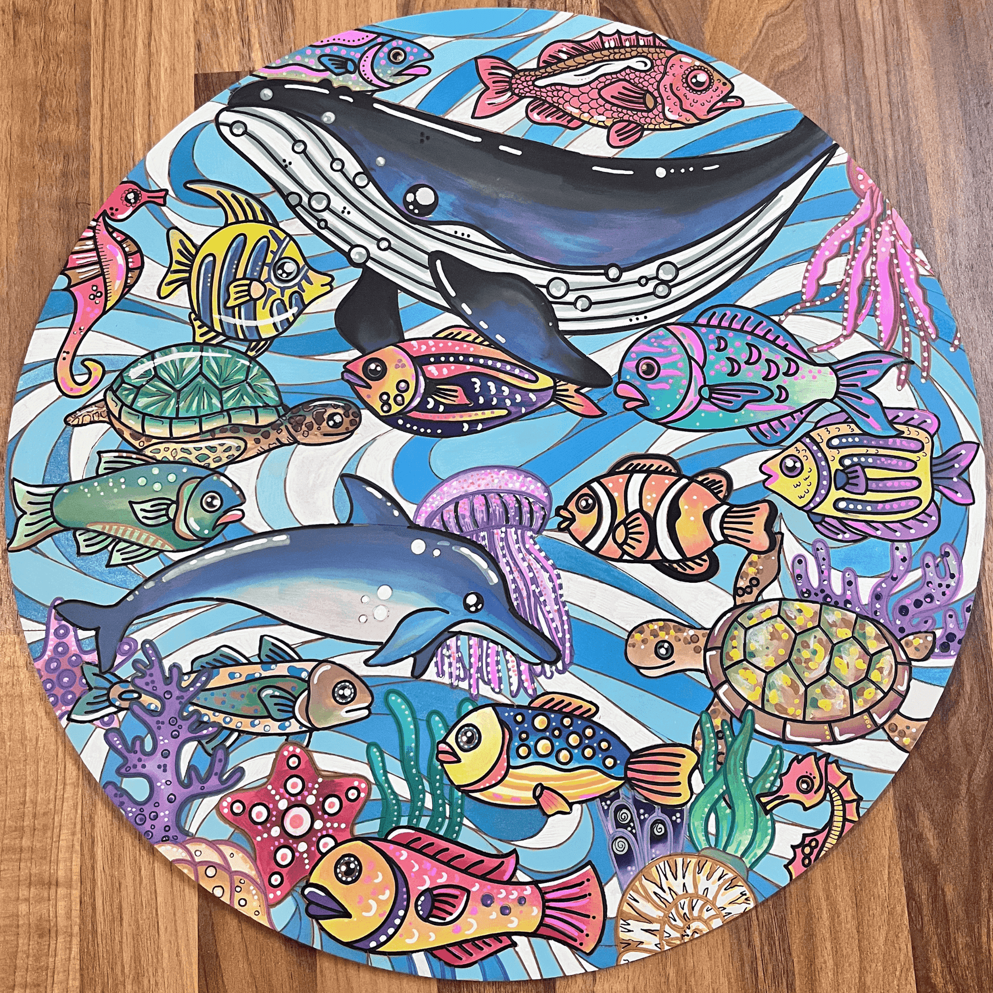 "Gather" Engraved Circle Art Board