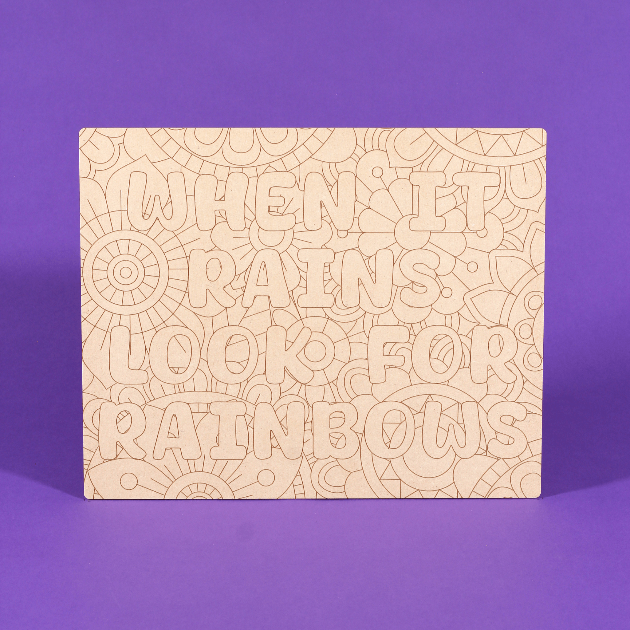 When It Rains Look For Rainbows Engraved Quote Art Board