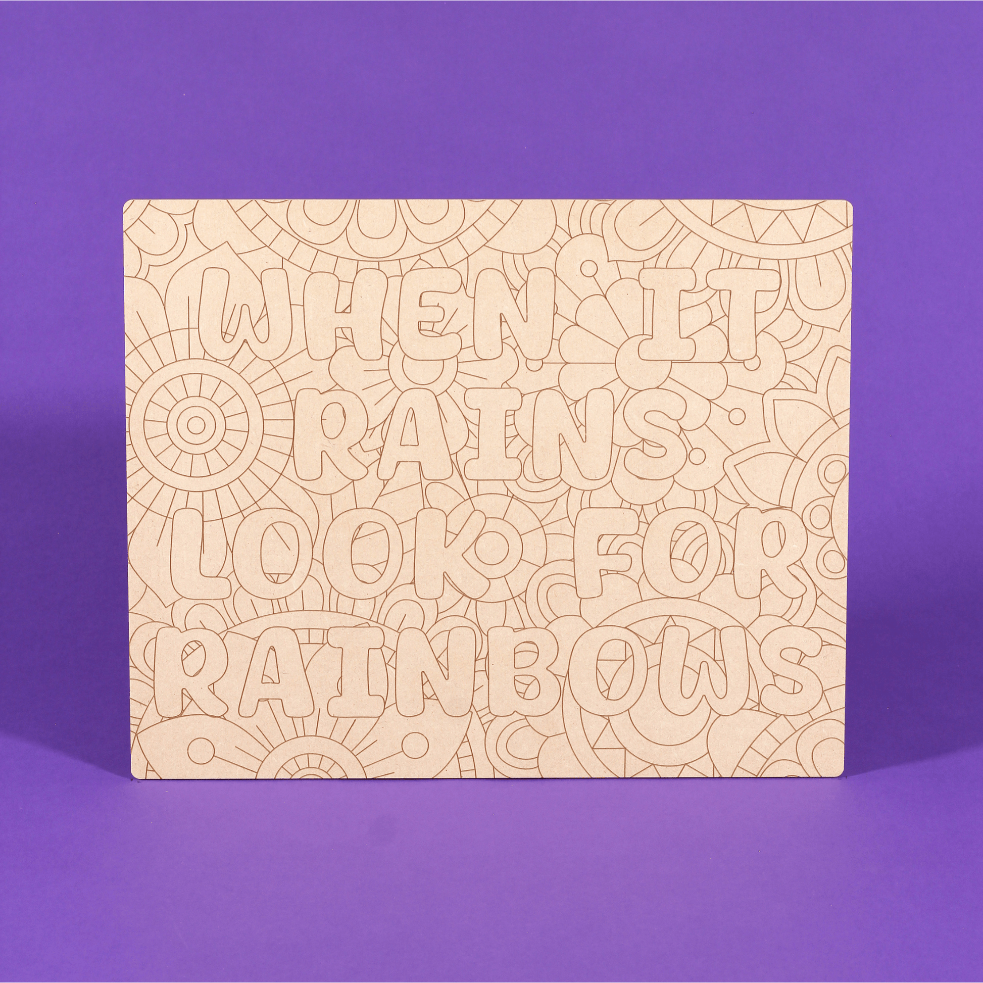 When It Rains Look For Rainbows Engraved Quote Art Board