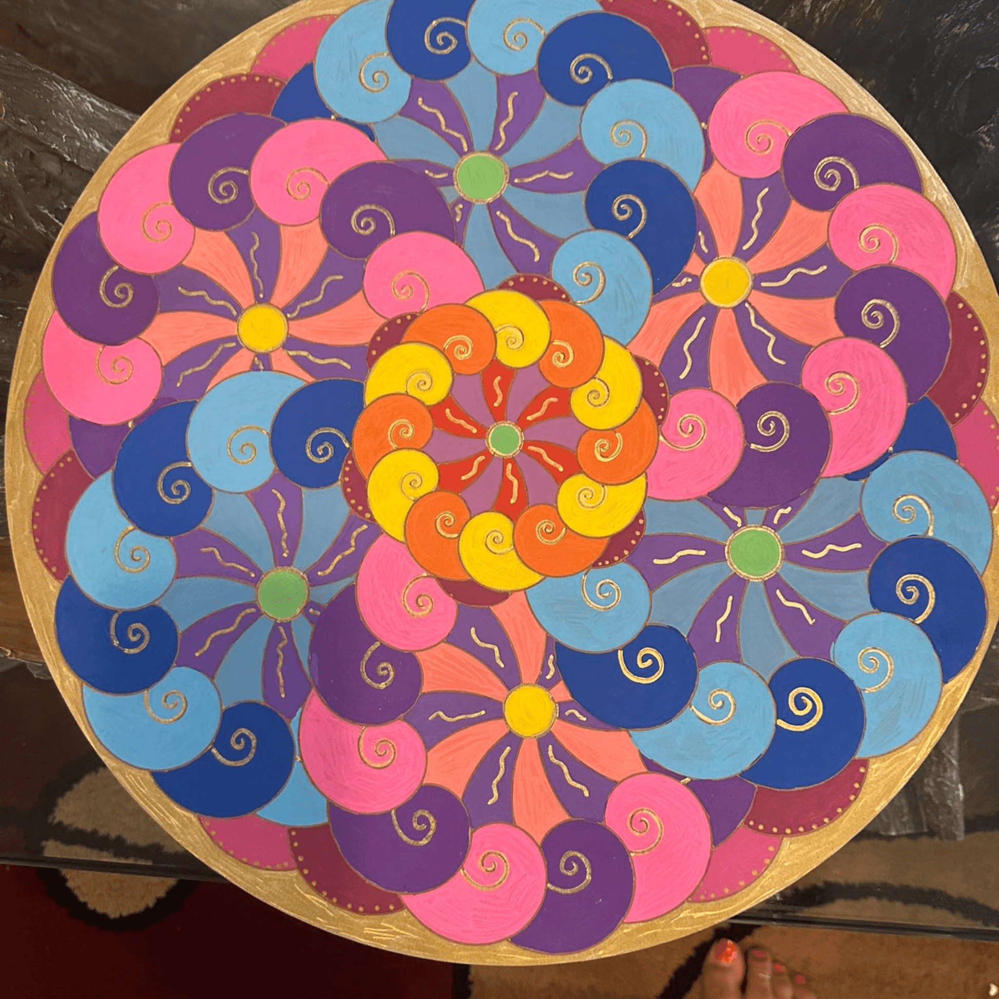 "Whirl" Mandala Engraved Circle Art Board