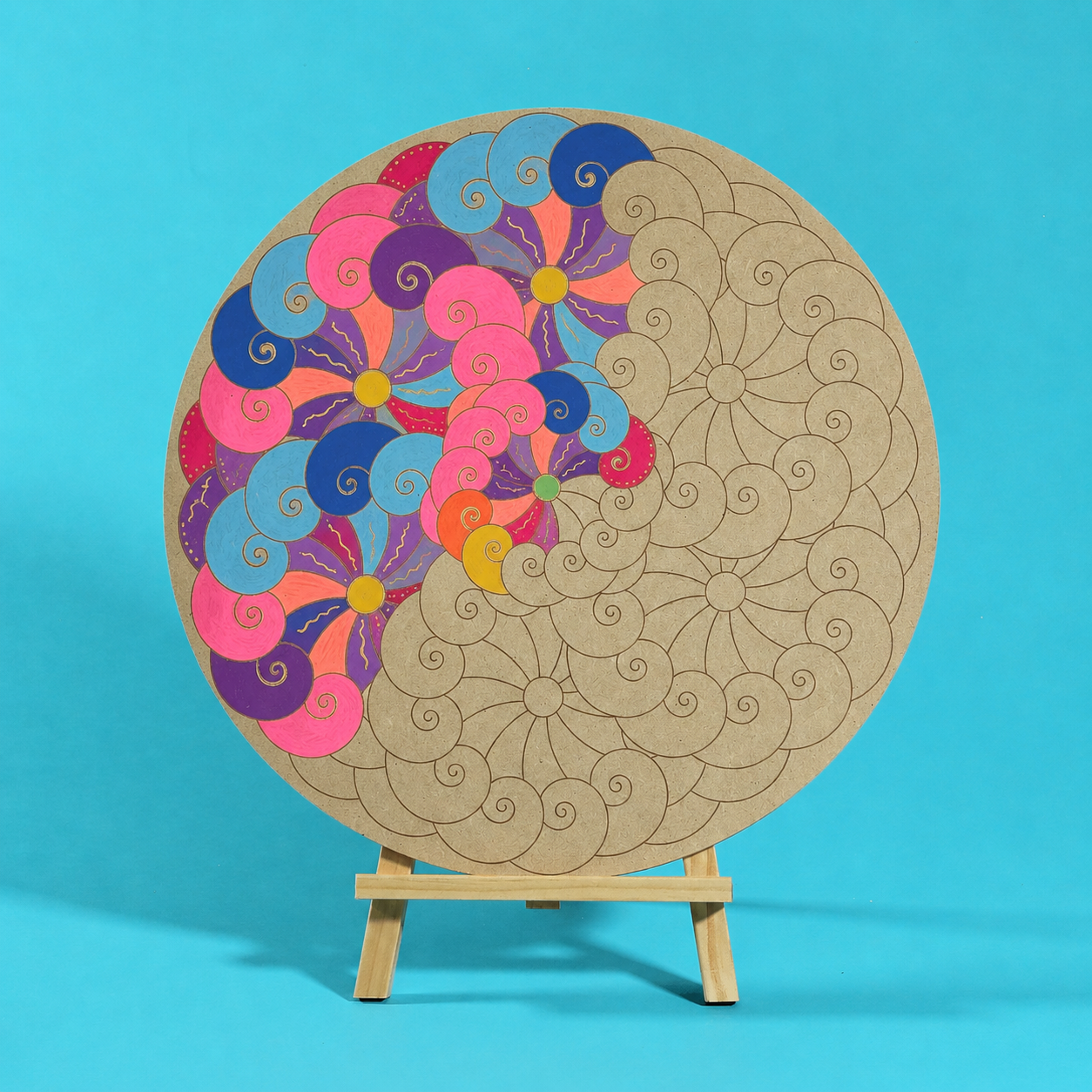 "Whirl" Mandala Engraved Circle Art Board
