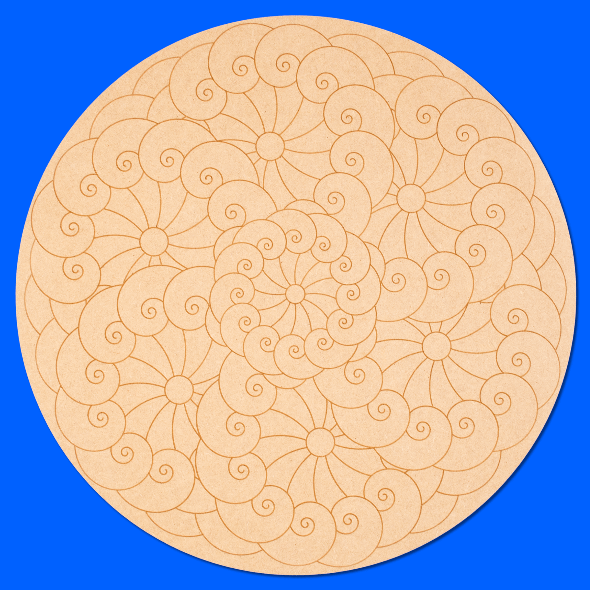 "Whirl" Mandala Engraved Circle Art Board