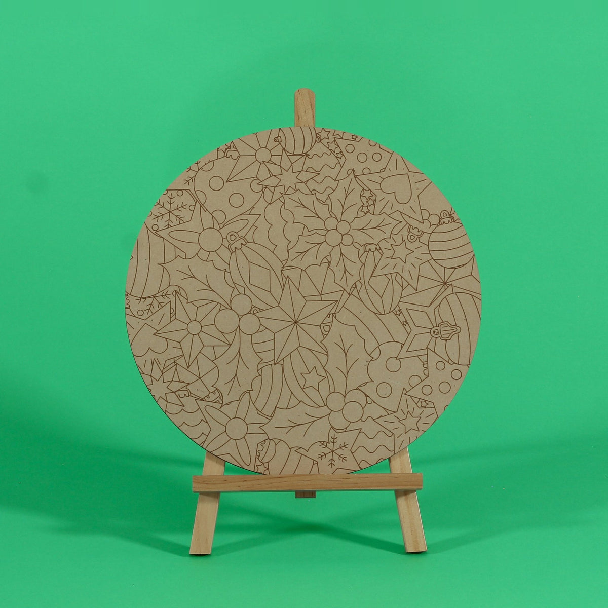 Merry Twinkle Christmas engraved art board uncoloured with stars and baubles engraved design, one of the 4 boards in the Christmas Tangle Art Board Collection set, easel not included