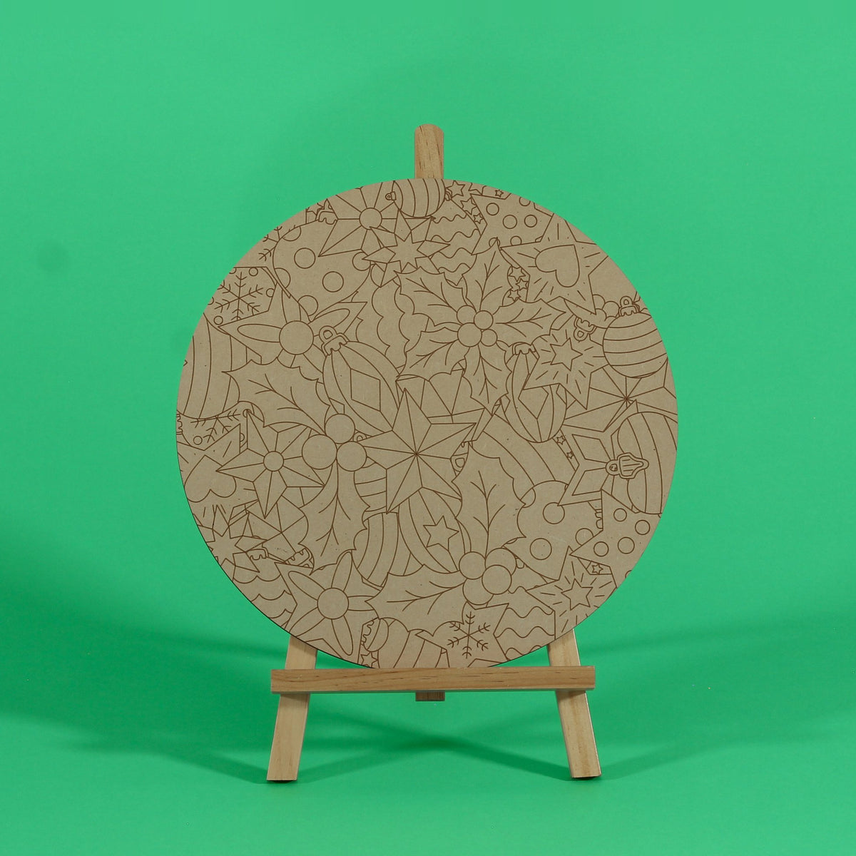 Merry Twinkle Christmas Tangle engraved art board uncoloured with stars and baubles engraved design, easel not included