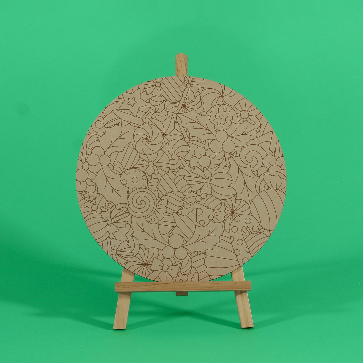 Sweet Tidings Christmas engraved art board uncoloured with lollies, sweets and bows engraved design, easel not included