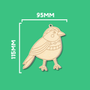 Single songbird ornament with a patterned scarf and wings to paint your own, shown at 95mm by 115mm