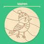 Round songbird coaster with a star-patterned pom-pom beanie, 100mm wide, for a handmade Christmas gift